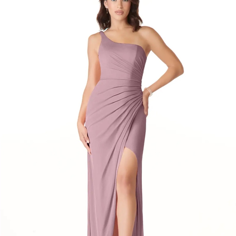 One-Shoulder Sheath Floor-Length Mesh Bridesmaid Dress